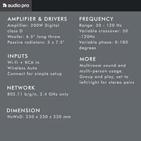 Audio Pro Addon C-SUB actieve basreflex subwoofer (200 Watt, multiroom, WLAN) grijs - thumbnail