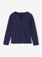 T-shirt met lange mouwen voor meisjes marineblauw - thumbnail