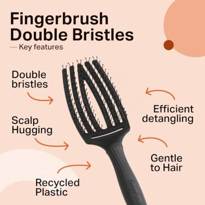 Olivia Garden Fingerbrush Double Bristles Black M