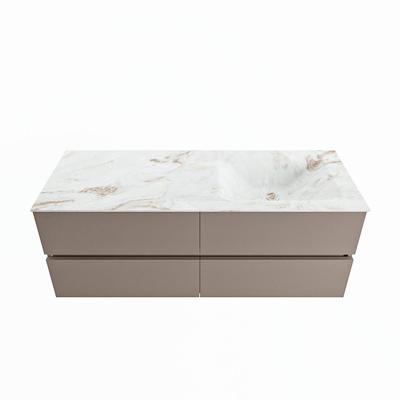 MONDIAZ VICA-DLUX 130cm badmeubel onderkast Smoke 4 lades. Inbouw wastafel CLOUD rechts zonder kraangat, kleur Frappe.