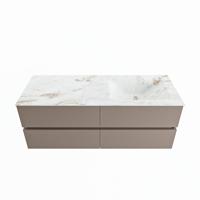 MONDIAZ VICA-DLUX 130cm badmeubel onderkast Smoke 4 lades. Inbouw wastafel CLOUD rechts zonder kraangat, kleur Frappe. - thumbnail