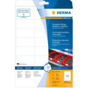 Etiket HERMA 4573 66x33.8mm folie wit 480 etiketten Etiket HERMA 4573 66x33.8mm folie wit 480 etiketten