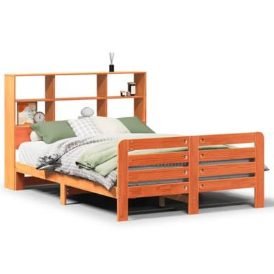 Bedframe zonder matras massief grenenhout wasbruin 140x200 cm