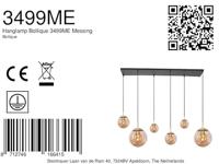 Steinhauer 6-lichts glazen hanglampBolique goud met amber glas - 3499ME - thumbnail