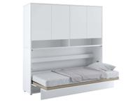 Opklapbed CONCEPTION PRO 90x200 cm mat wit (horizontaal) met opzetkast - thumbnail