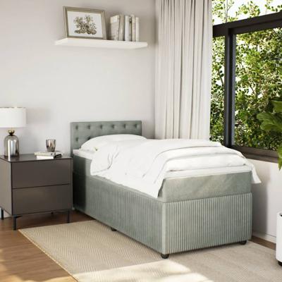 Boxspring met matras fluweel lichtgrijs 90x190 cm - thumbnail
