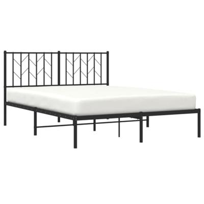 Bedframe met hoofdbord metaal zwart 140x190 cm