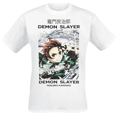 T-Shirt met Korte Mouwen Demon Slayer Whirlpool Wit Unisex - Maat: L
