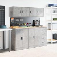 Garagewandkasten 2 st bewerkt hout betongrijs - thumbnail