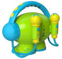 Lettore Mp3 Usb Karaoke (Robot01) Portatile Con 2 Microfoni Inclusi Verde E Cel - thumbnail