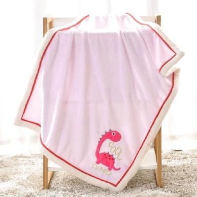 Pasgeboren cartoon Soild Verdiken dubbellaags koraal fleece zachte baby deken beddengoed grootte: 75x100cm (Pink Dragon)