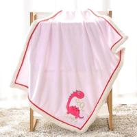 Pasgeboren cartoon Soild Verdiken dubbellaags koraal fleece zachte baby deken beddengoed grootte: 75x100cm (Pink Dragon) - thumbnail