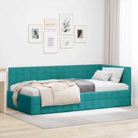 Hoekbedframe met hoofdeinde Turquoise 90 x 200 cm Fluweel - thumbnail
