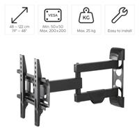 Hama TV-Muurbeugel Volledig Flexibel voor Beeldscherm 48-122 cm Zwart - thumbnail