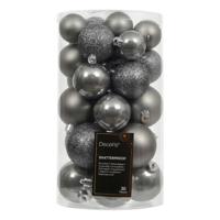 Kerstbalmix kunststof d6 cm zacht grijs 30 st Decoris - Decoris - thumbnail