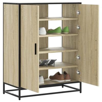 Schoenenkast 75x38x97,5 cm bewerkt hout en metaal sonoma eiken