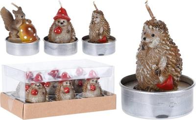 Theelicht Herfstdier set 6 stuks