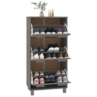 VidaXL Schoenenkast hamar 59,5x35x117 cm massief grenenhout lichtgrijs VidaXL Schoenenkast hamar 59,5x35x117 cm massief grenenhout lichtgrijs