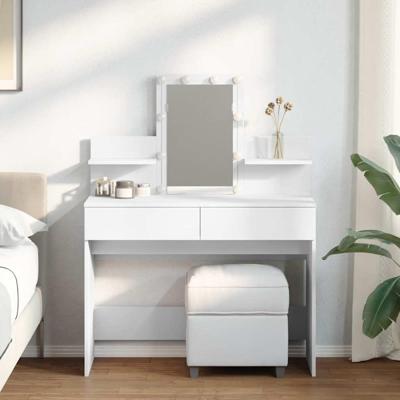 Kaptafel met LED-verlichting 100x40x130 cm wit