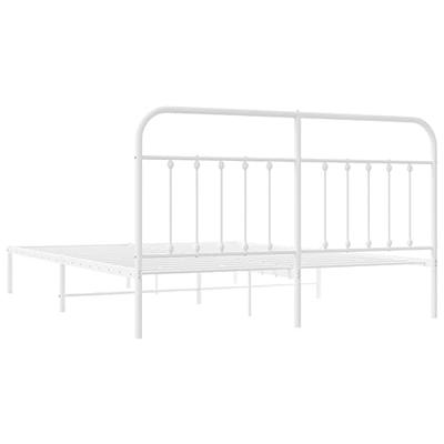 Bedframe met hoofdbord metaal wit 160x200 cm Bedframe met hoofdbord metaal wit 160x200 cm