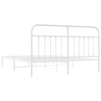 Bedframe met hoofdbord metaal wit 160x200 cm - thumbnail