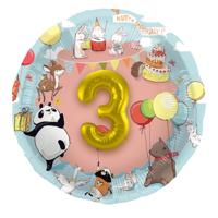 Folat BV 3d folieballon dieren met leeftijd, 1-5 jr. - thumbnail