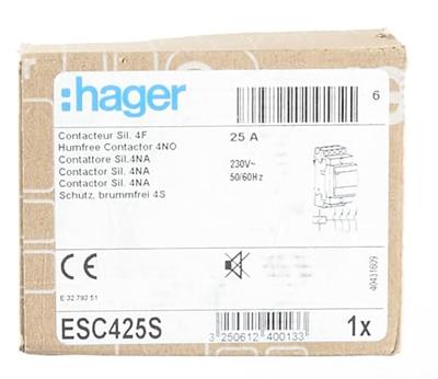 Hager ESC425S Installatiezekeringautomaat 4x NO 400 V Piece 1 stuk(s) Hager ESC425S Installatiezekeringautomaat 4x NO 400 V Piece 1 stuk(s)