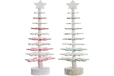 Kerstboom DKD Home Decor Hout MDF (2 pcs) (14 x 14 x 51 cm)