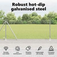 VidaXL Afrasteringspaal 7 pcs zilver staal - thumbnail