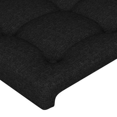 Hoofdbord met randen 147x16x118/128 cm stof zwart - thumbnail