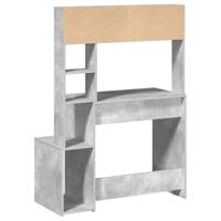 Bureau met schappen 100x45x140 cm bewerkt hout betongrijs - thumbnail