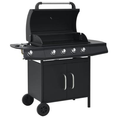 VidaXL Gasbarbecue 4+1 kookzone staal zwart