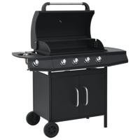 VidaXL Gasbarbecue 4+1 kookzone staal zwart - thumbnail