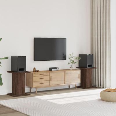 Speakerstandaards 2 st 30x30x60 cm bewerkt hout bruin eiken