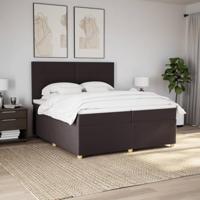 Boxspring met matras stof donkerbruin 200x200 cm - thumbnail