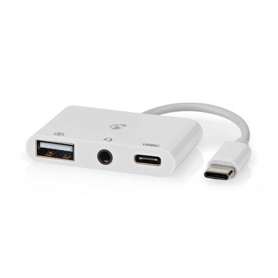 Nedis USB Multi-Port Adapter | USB 2.0 | USB-C Male | USB-A Female / USB-C Female / 3,5 mm Female | 480 Mbps | Rond | Vernikkeld | PVC | Wit | Doos - Nedis USB Multi-Port Adapter | USB 2.0 | USB-C Male | USB-A Female / USB-C Female / 3,5 mm Female | 480 Mbps | Rond | Vernikkeld | PVC | Wit | Doos -