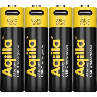 Aqiila AA USB-C Rechargable Battery 1.5V 2000mAh Li-Ion (4x)