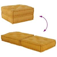 vidaXL Poef modulair 70x70x36 stof geel, bank, converteerbare bank, stoffen bank, modulaire bank, pallet kussen, vloer bank, bank, lounge, stof lounge - thumbnail