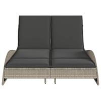 Ligbed met kussens 114x205x73 cm poly rattan lichtgrijs - thumbnail