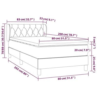 Boxspring met matras stof donkergrijs 80x200 cm