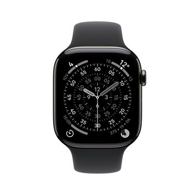 Apple Watch Series 11 GPS + Cellular - 46 mm - Slate Titanium kast - Zwarte sportband - M/L - thumbnail