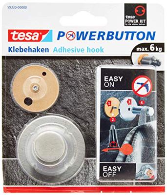 tesa POWERBUTTON Classic zelfklevende haak (Ø x h) 50 mm x 31 mm Metaal Inhoud: 1 stuk(s) tesa POWERBUTTON Classic zelfklevende haak (Ø x h) 50 mm x 31 mm Metaal Inhoud: 1 stuk(s)