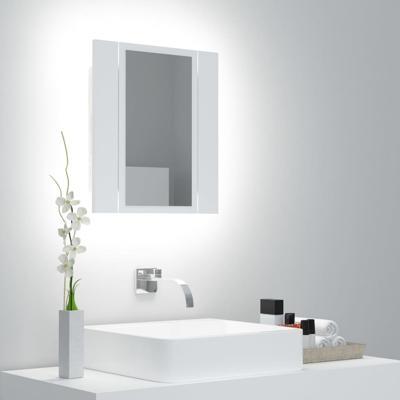 VidaXL Badkamerkast met spiegel en led 40x12x45 cm acryl wit