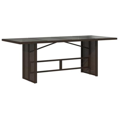 Tuintafel met glazen blad 190x80x75 cm poly rattan bruin - thumbnail