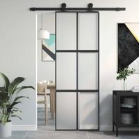 VidaXL Schuifdeur 76x205 cm gehard glas en aluminium zwart - thumbnail