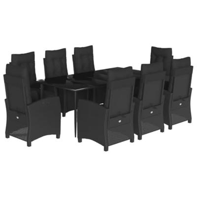 9-delige Tuinset poly rattan zwart