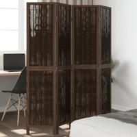 Kamerscherm met 4 panelen massief paulowniahout donkerbruin - thumbnail