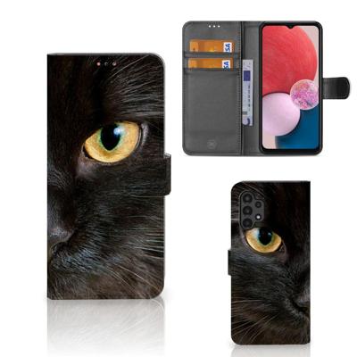 Samsung Galaxy A13 (4G) | Telefoonhoesje | Met pasjeshouder | Zwarte Kat