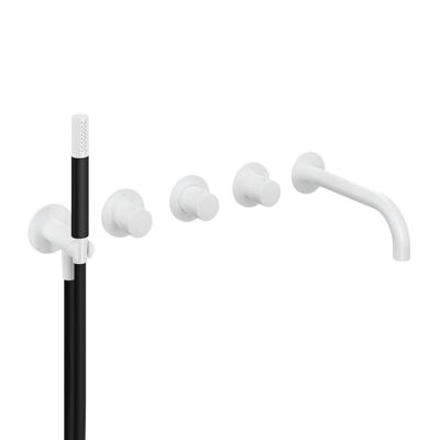 Hotbath Cobber afbouwdeel inbouw bad thermostaat met 2 stopkranen met uitloop mat wit CB7072EXTWH