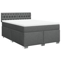 Boxspring met matras stof donkergrijs 140x200 cm - thumbnail